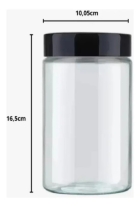 Pote 1,1 Litros Recipiente Vidro Liso Invicta Preto/branc