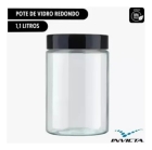 Pote 1,1 Litros Recipiente Vidro Liso Invicta Preto/branc