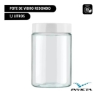 Pote 1,1 Litros Recipiente Vidro Liso Invicta Preto/branc